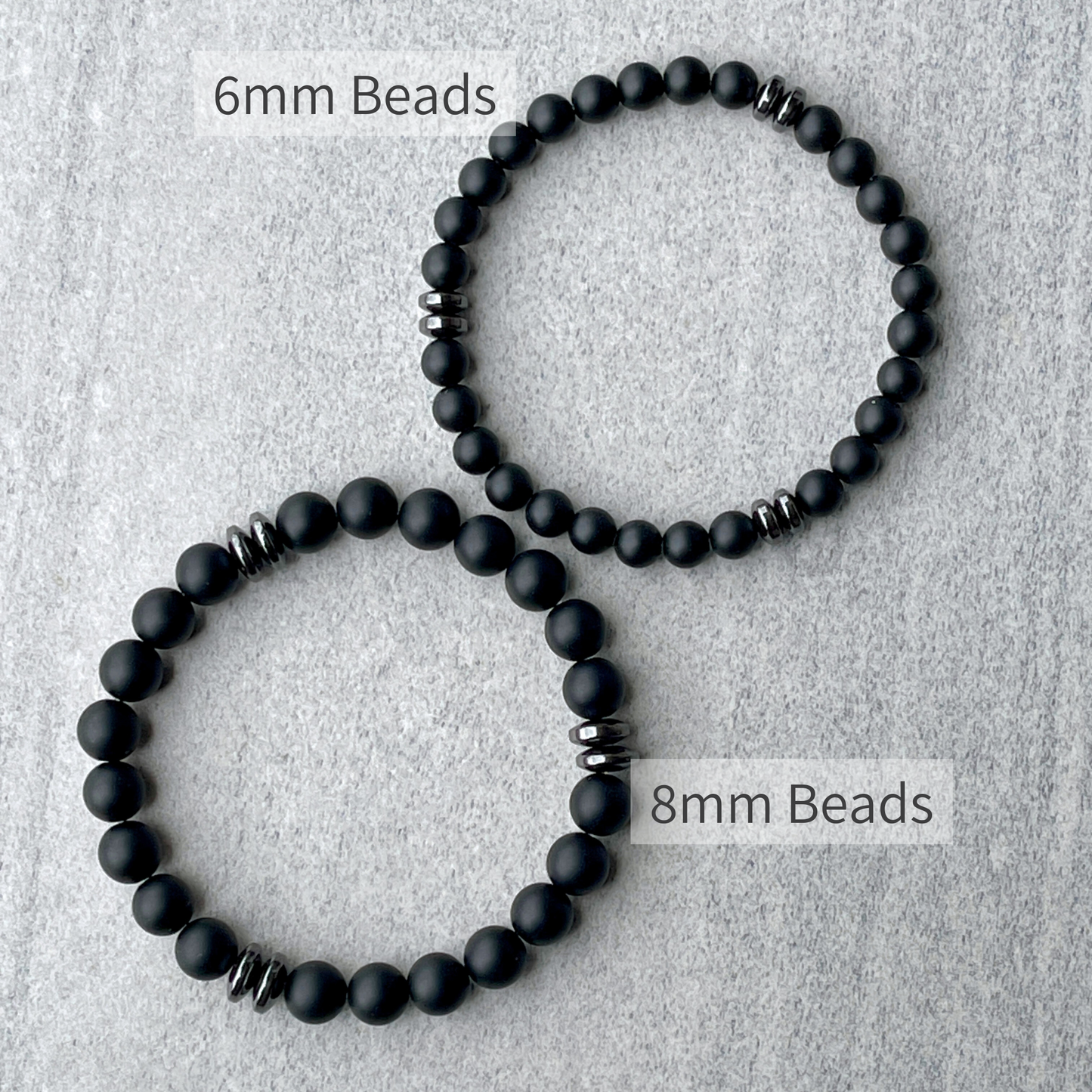 Matte Onyx Beaded Bracelet with Black Hematite