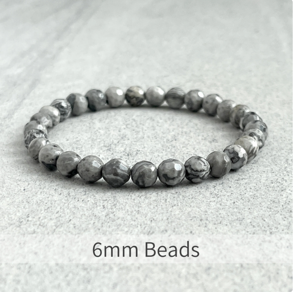 Faceted Map Jasper Beaded Bracelet