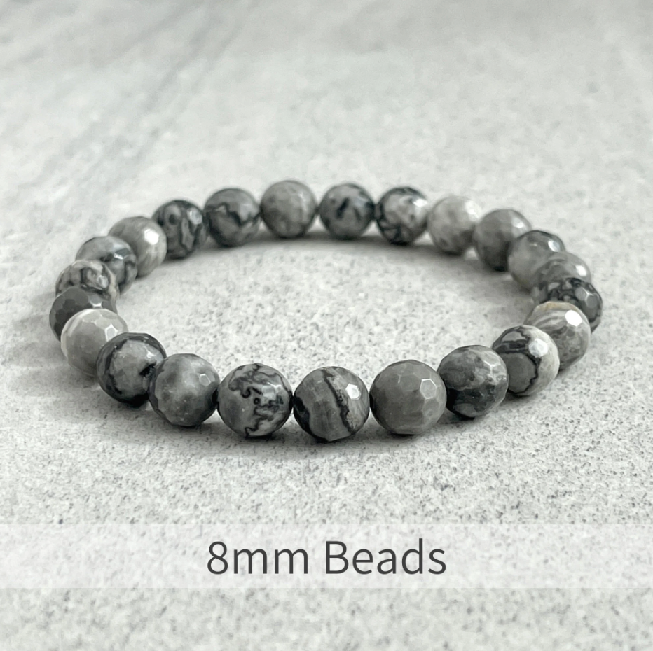 Faceted Map Jasper Beaded Bracelet