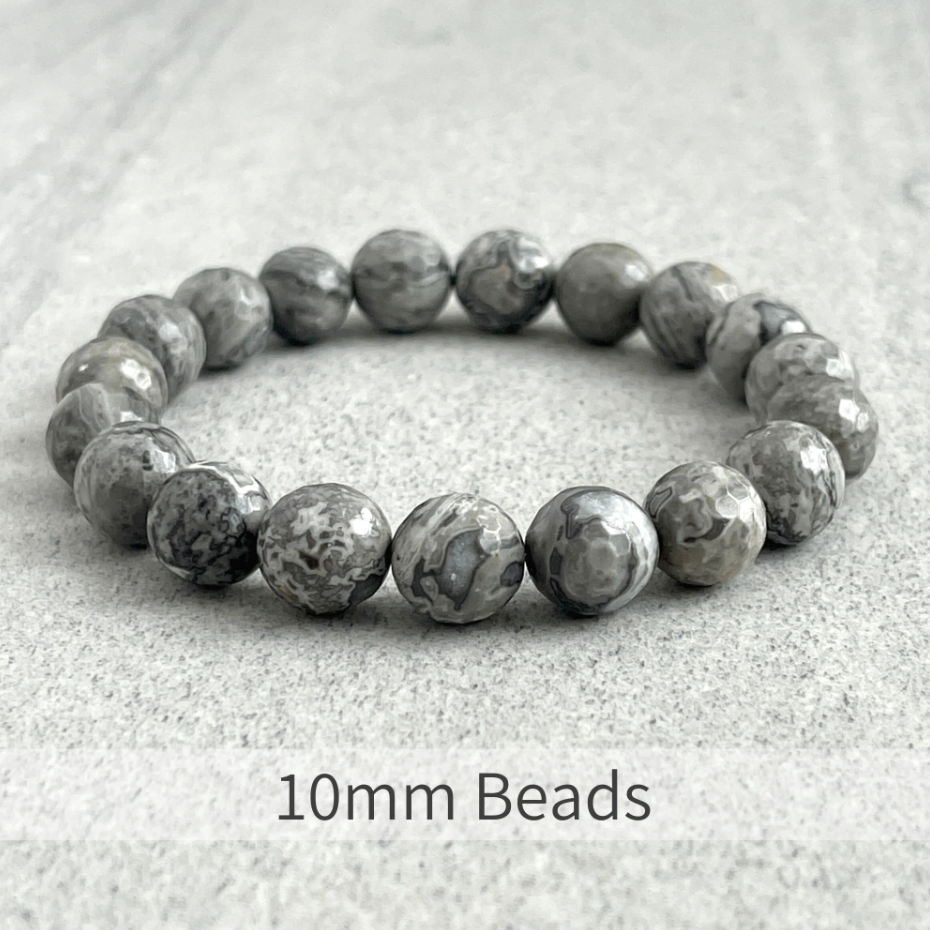 Faceted Map Jasper Beaded Bracelet
