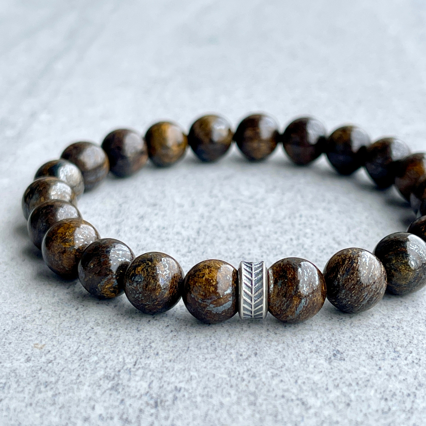 Bronzite Beaded Bracelet with Chevron Accent