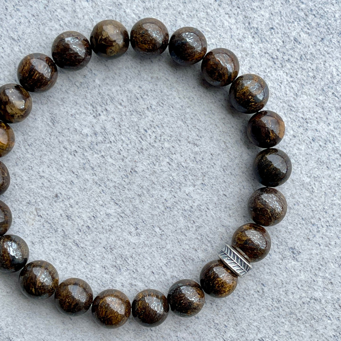 Bronzite Beaded Bracelet with Chevron Accent