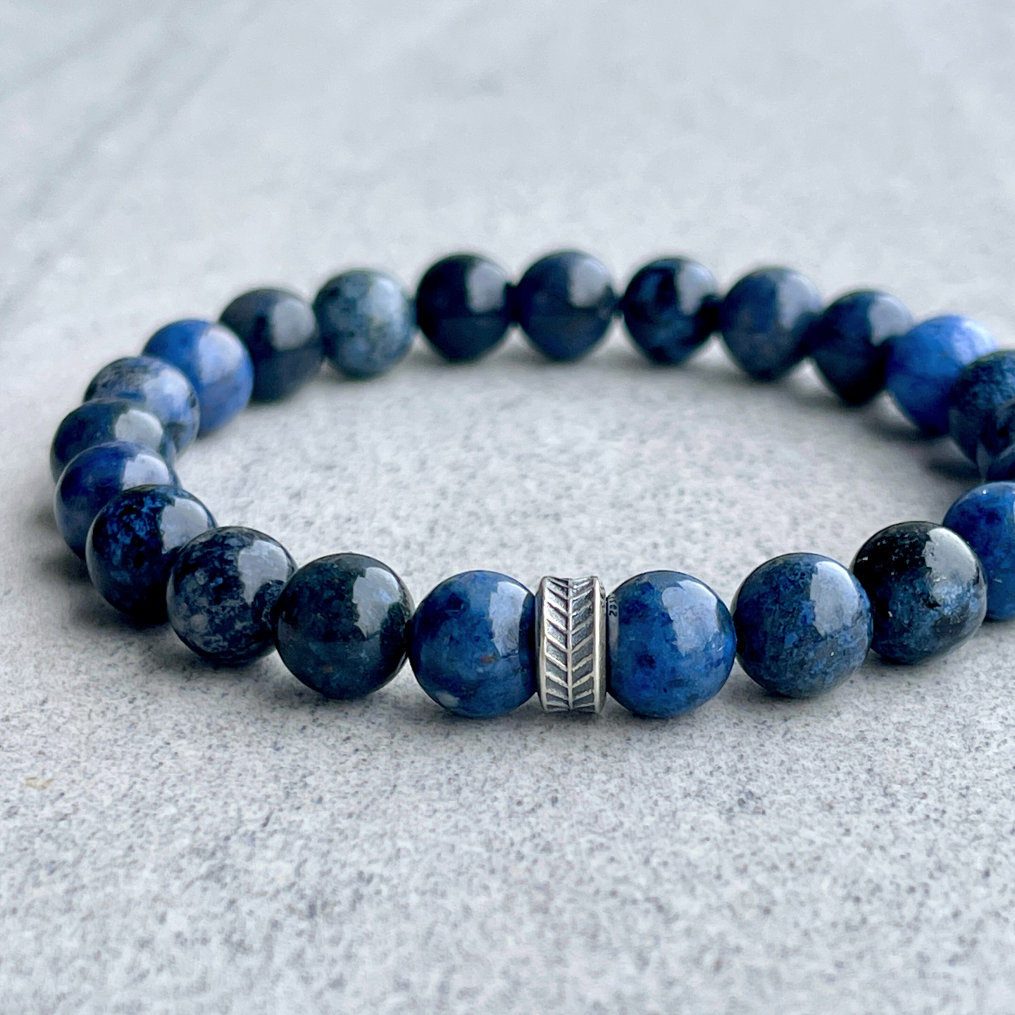 Dumortierite Beaded Bracelet with Chevron Accent