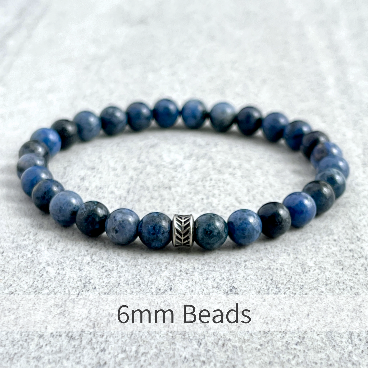Dumortierite Beaded Bracelet with Chevron Accent