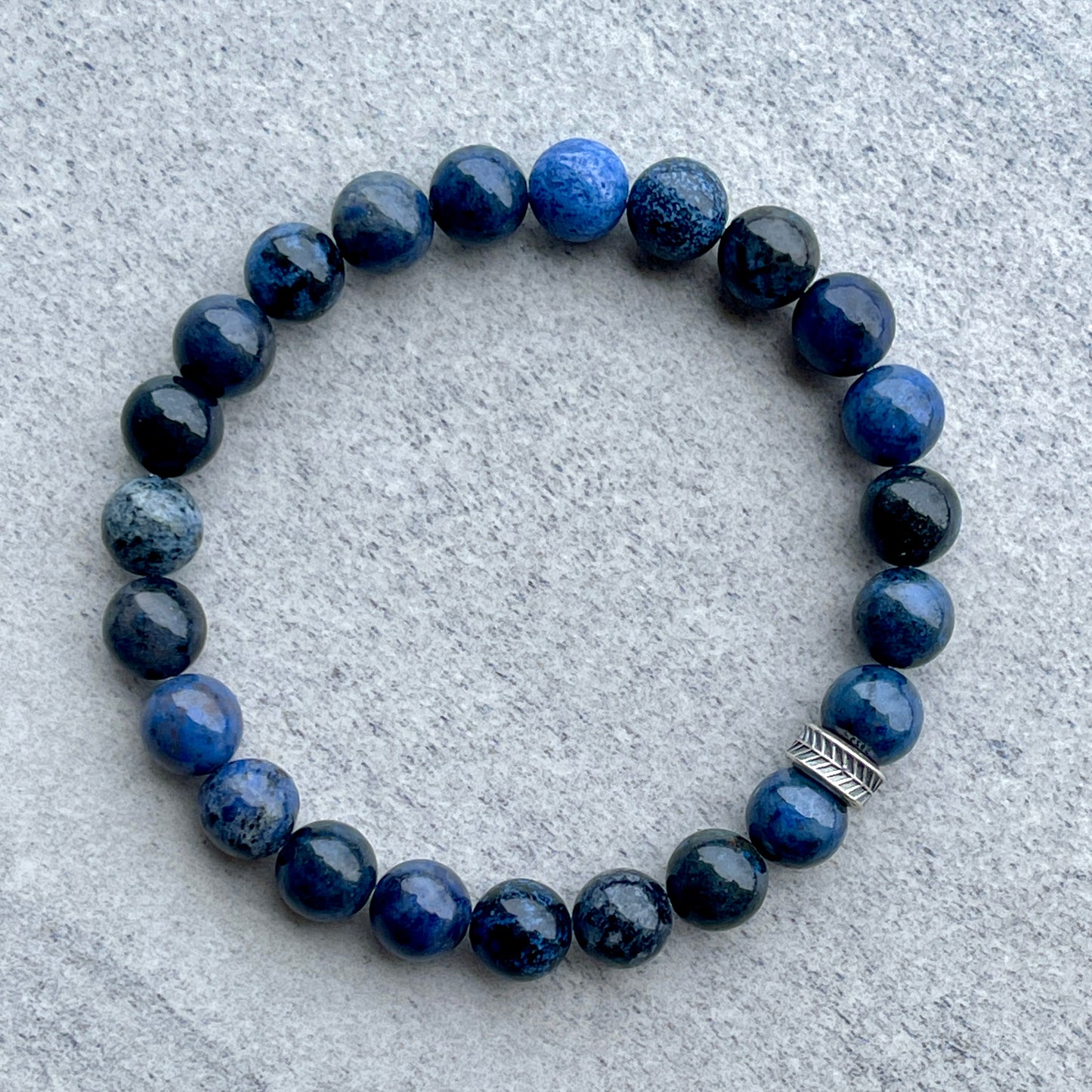 Dumortierite Beaded Bracelet with Chevron Accent