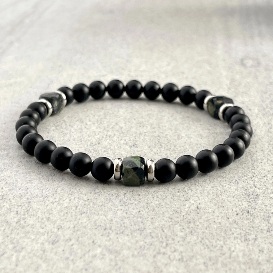 Matte Onyx & Kambaba Jasper Beaded Bracelet