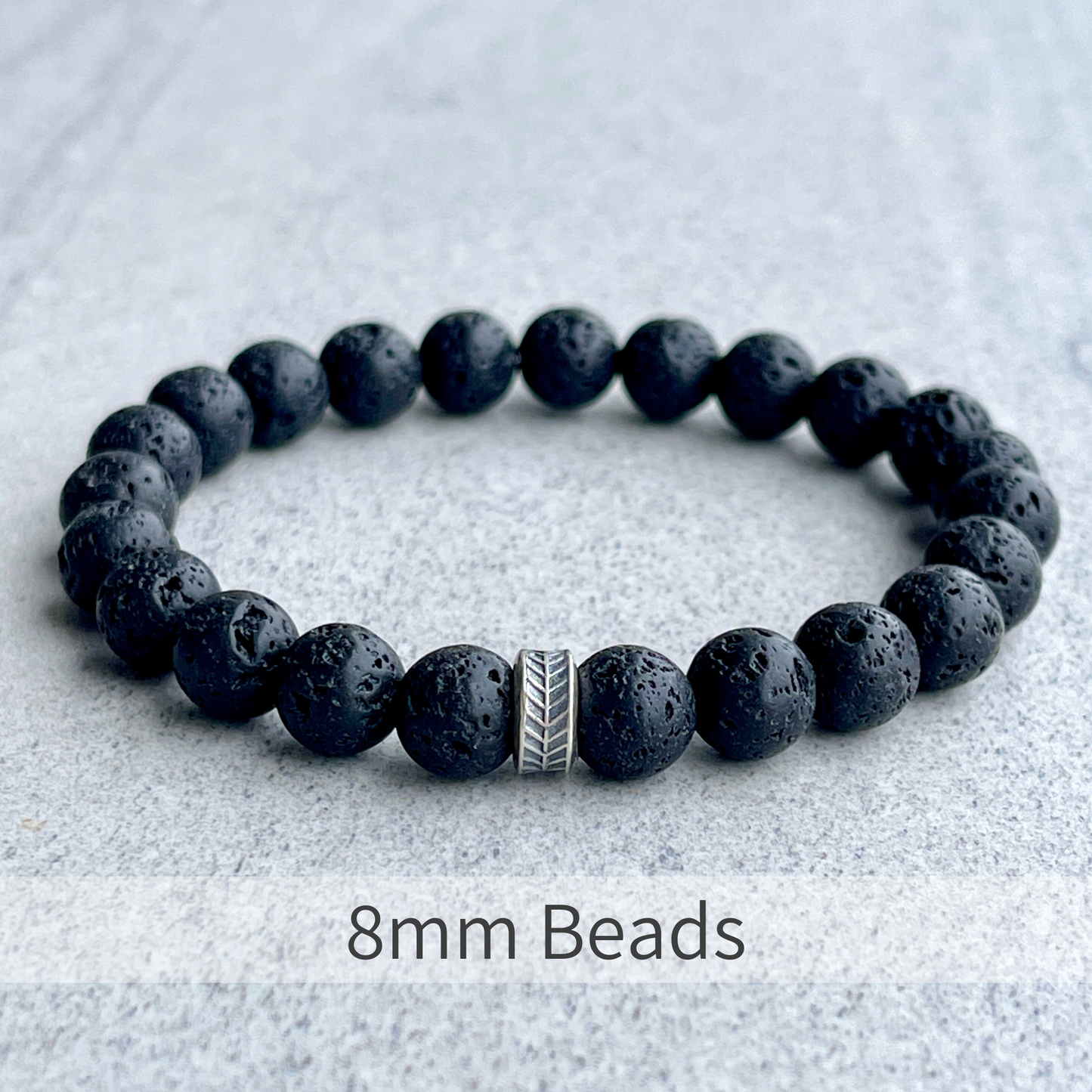 Black Lava Beaded Bracelet with Chevron Accent