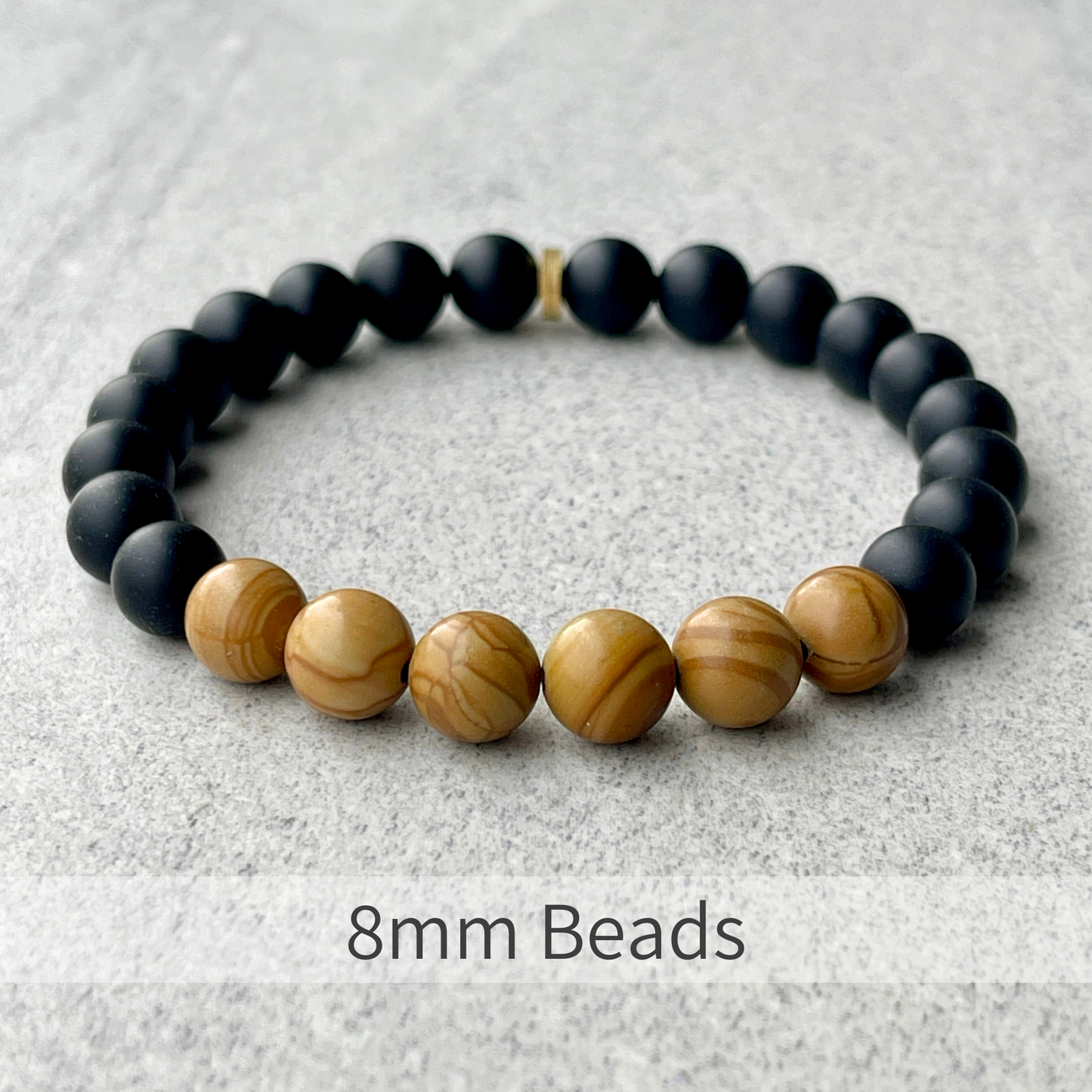 Matte Onyx & Wood Jasper Beaded Bracelet