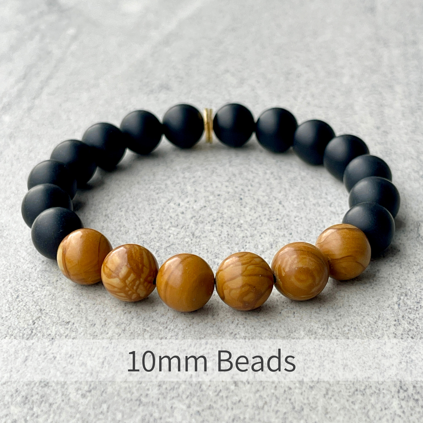 Matte Onyx & Wood Jasper Beaded Bracelet