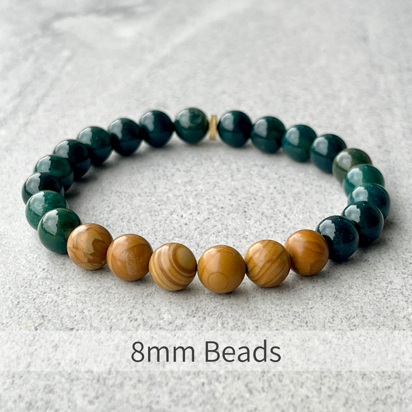 Moss Agate & Wood Jasper Beaded Bracelet