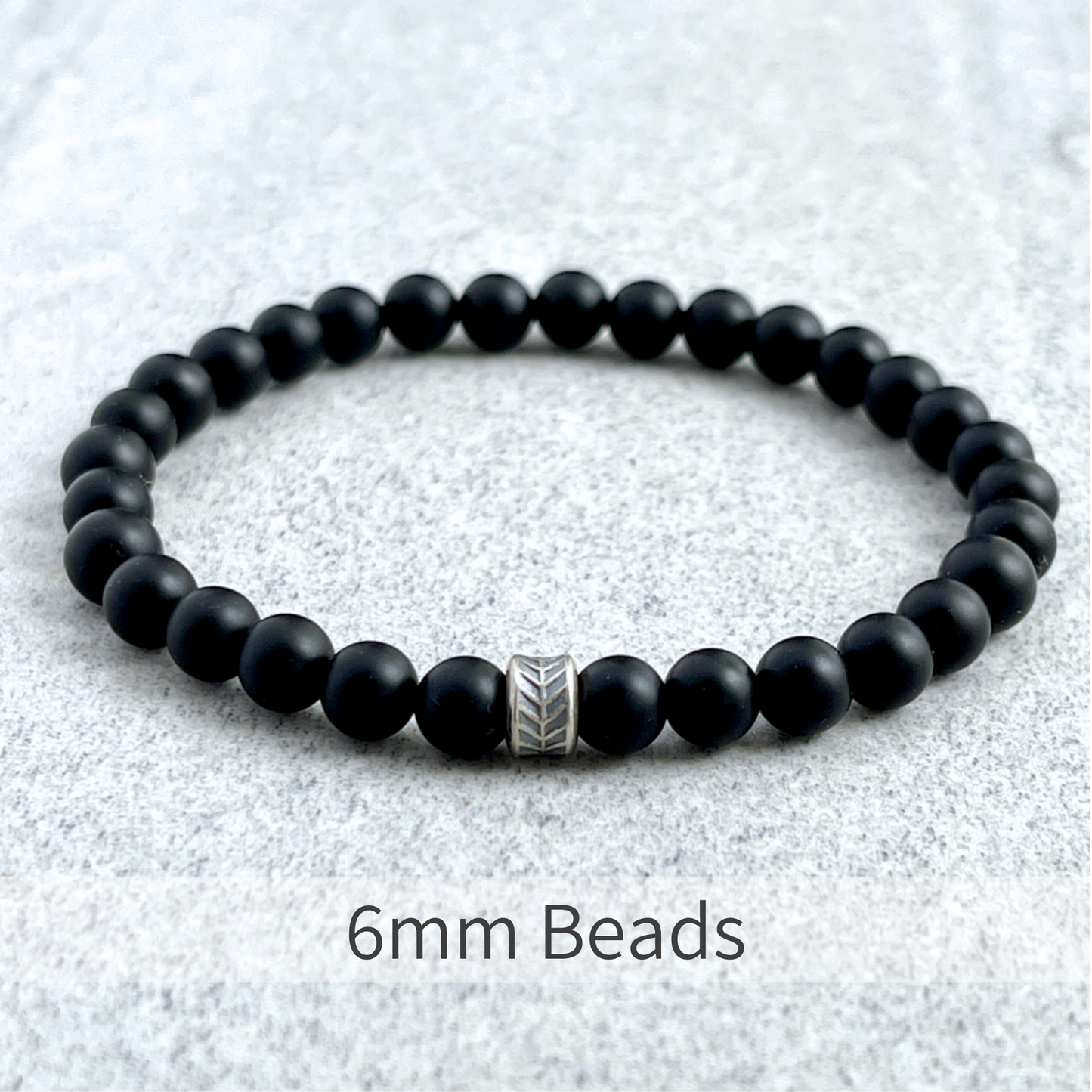 Matte Onyx Beaded Bracelet with Chevron Accent