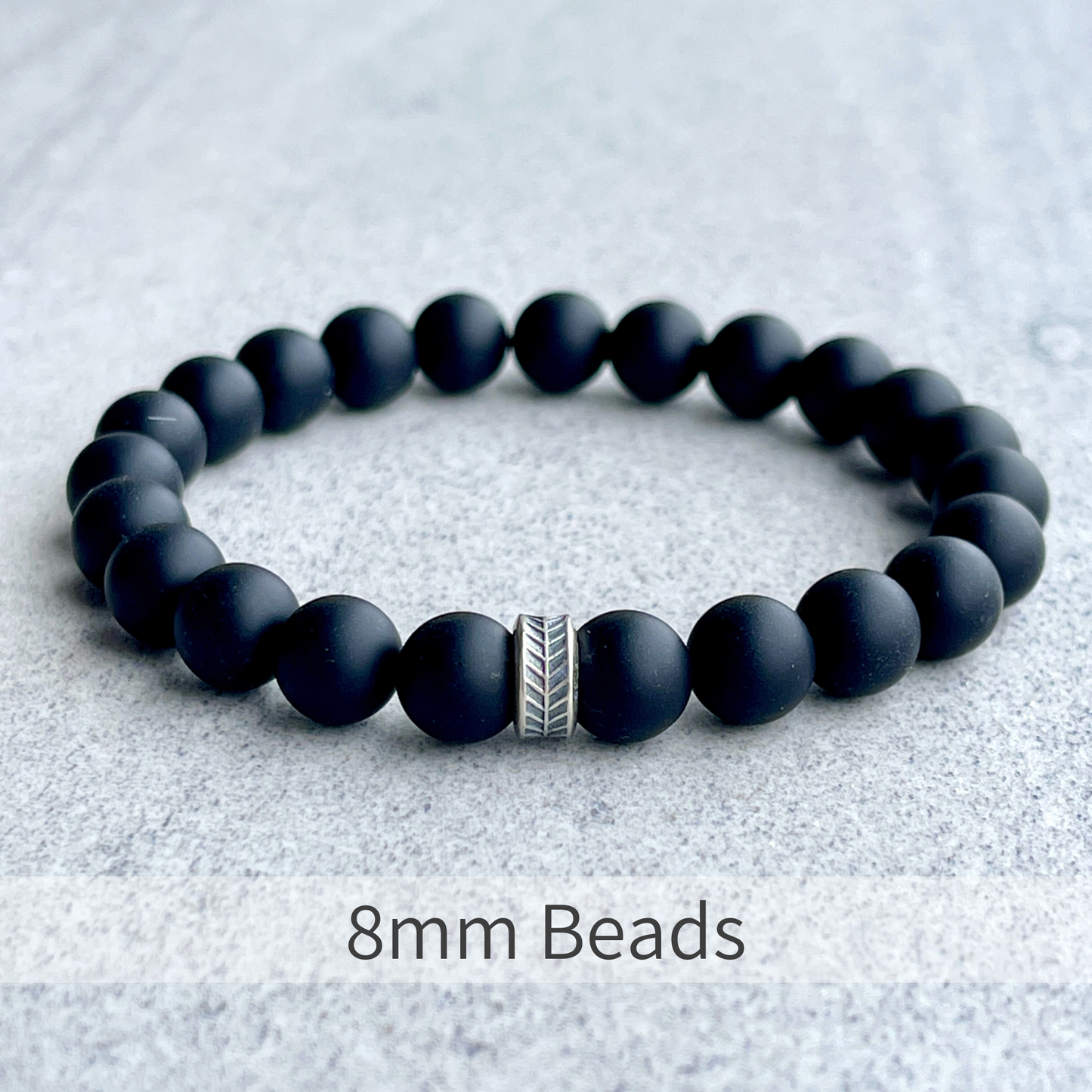 Matte Onyx Beaded Bracelet with Chevron Accent