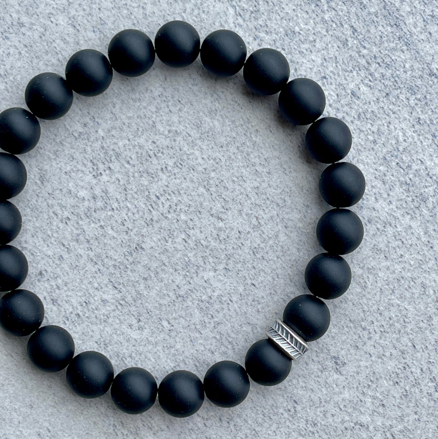 Matte Onyx Beaded Bracelet with Chevron Accent