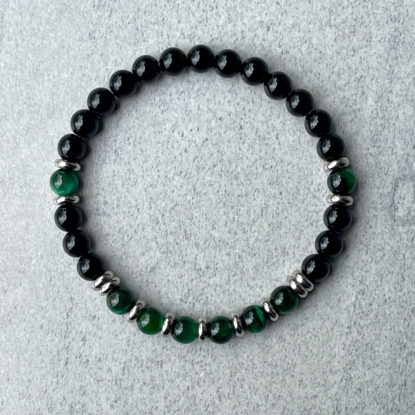 Onyx & Green Tiger Eye Beaded Bracelet