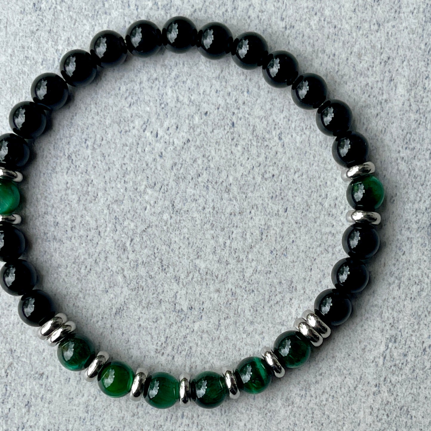 Onyx & Green Tiger Eye Beaded Bracelet
