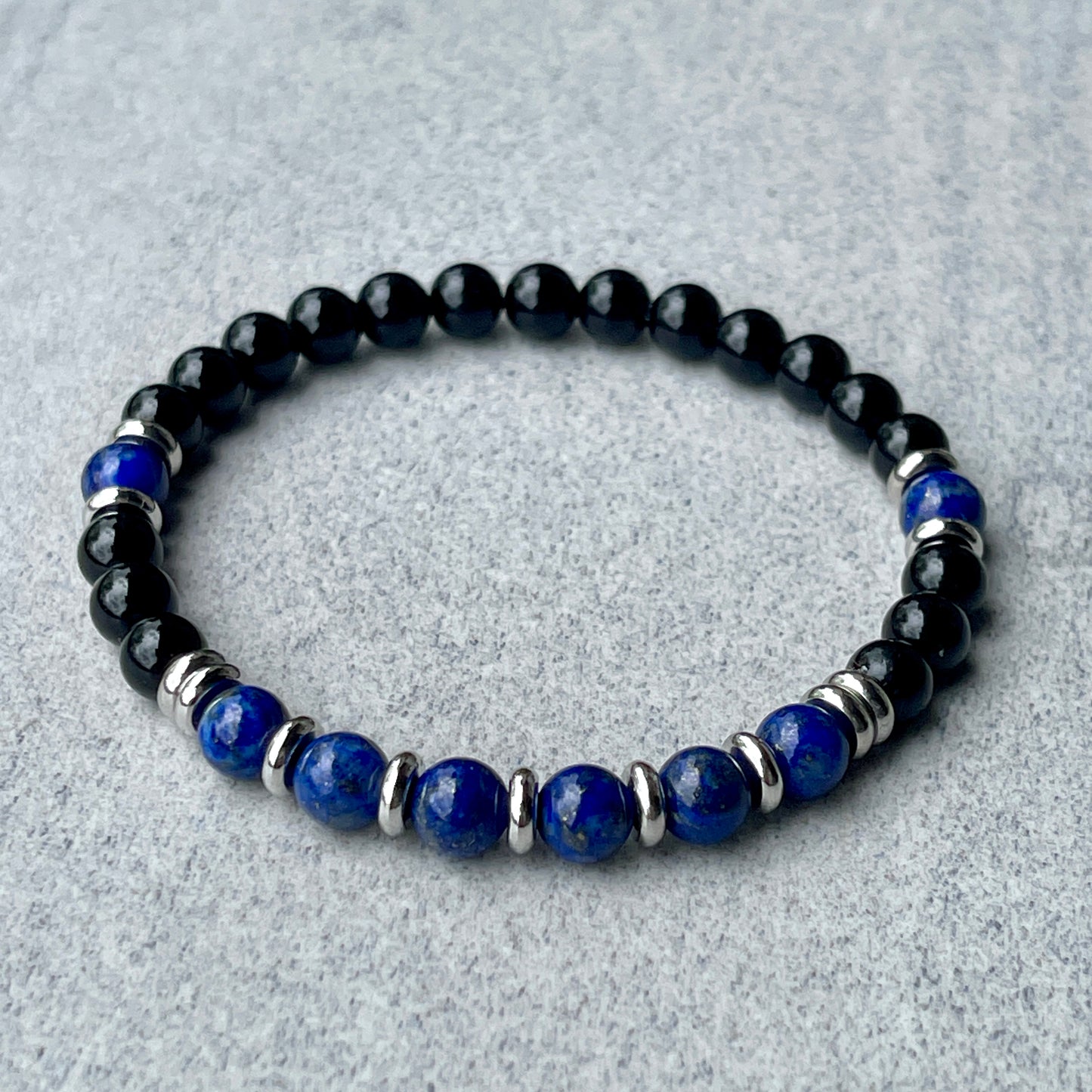 Onyx & Lapis Lazuli Beaded Bracelet