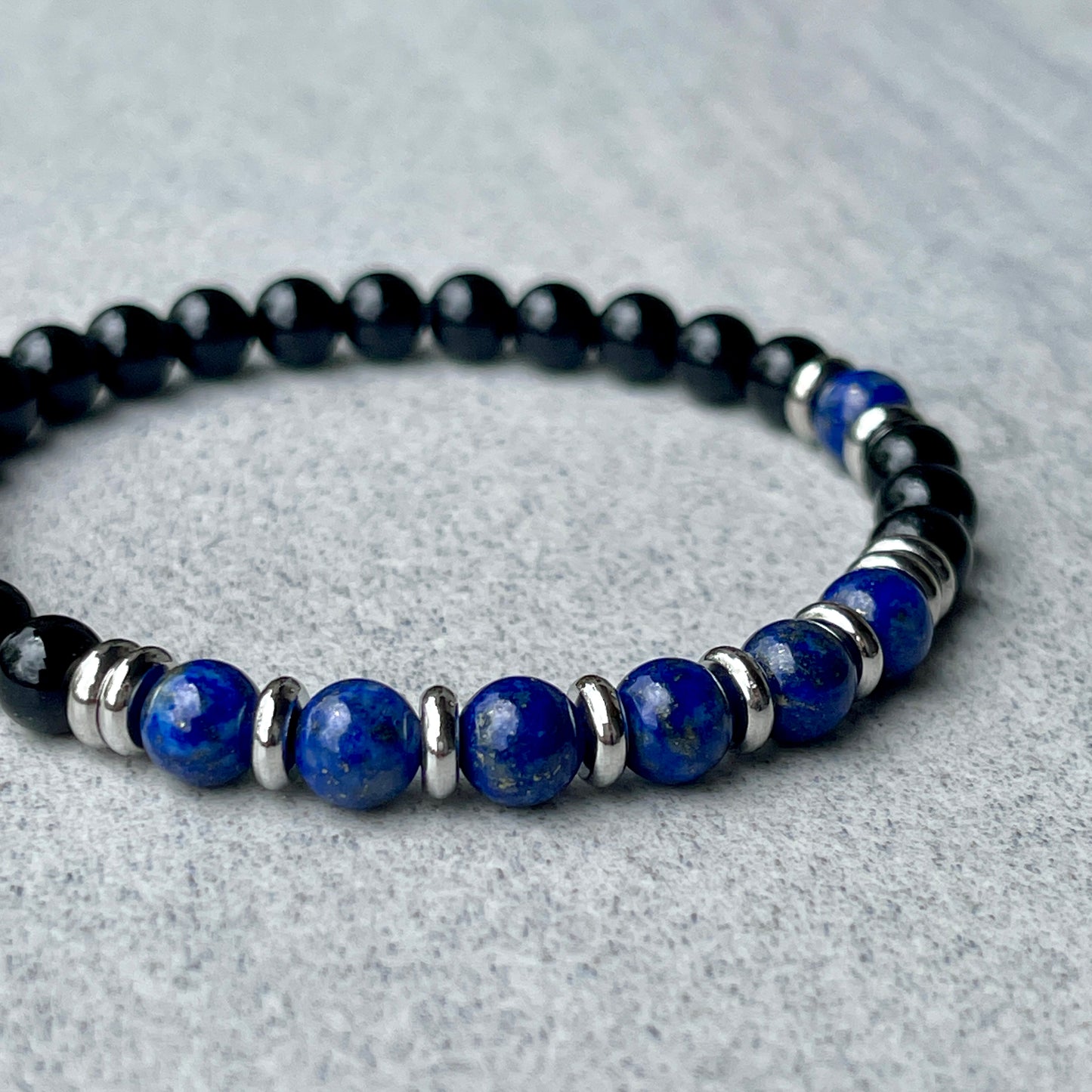 Onyx & Lapis Lazuli Beaded Bracelet