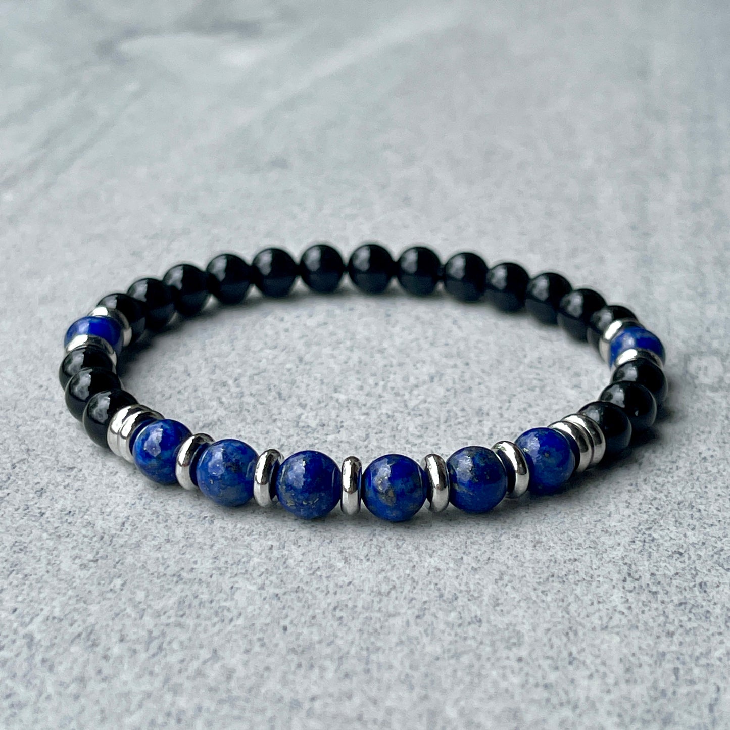 Onyx & Lapis Lazuli Beaded Bracelet