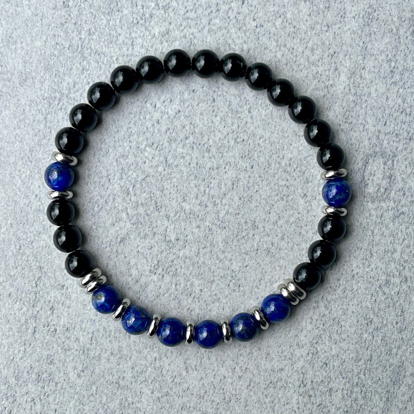 Onyx & Lapis Lazuli Beaded Bracelet