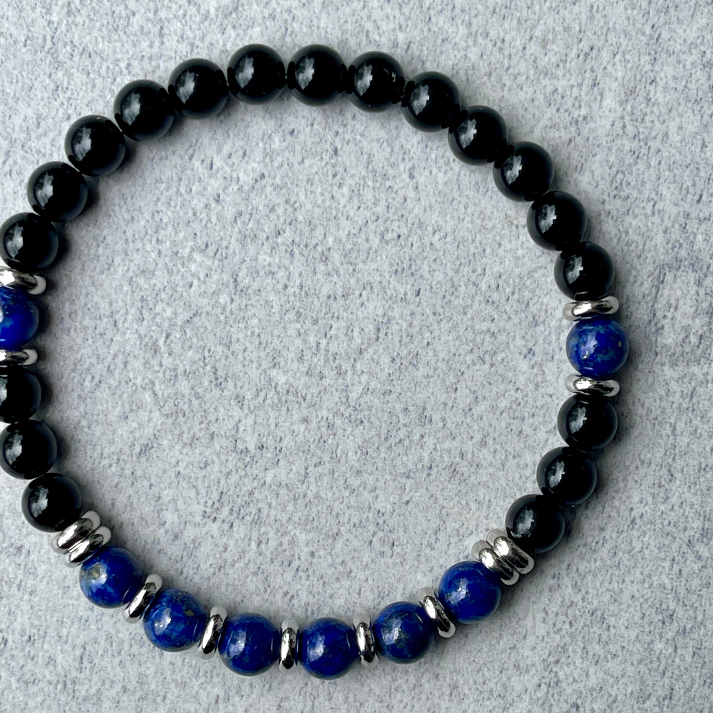 Onyx & Lapis Lazuli Beaded Bracelet