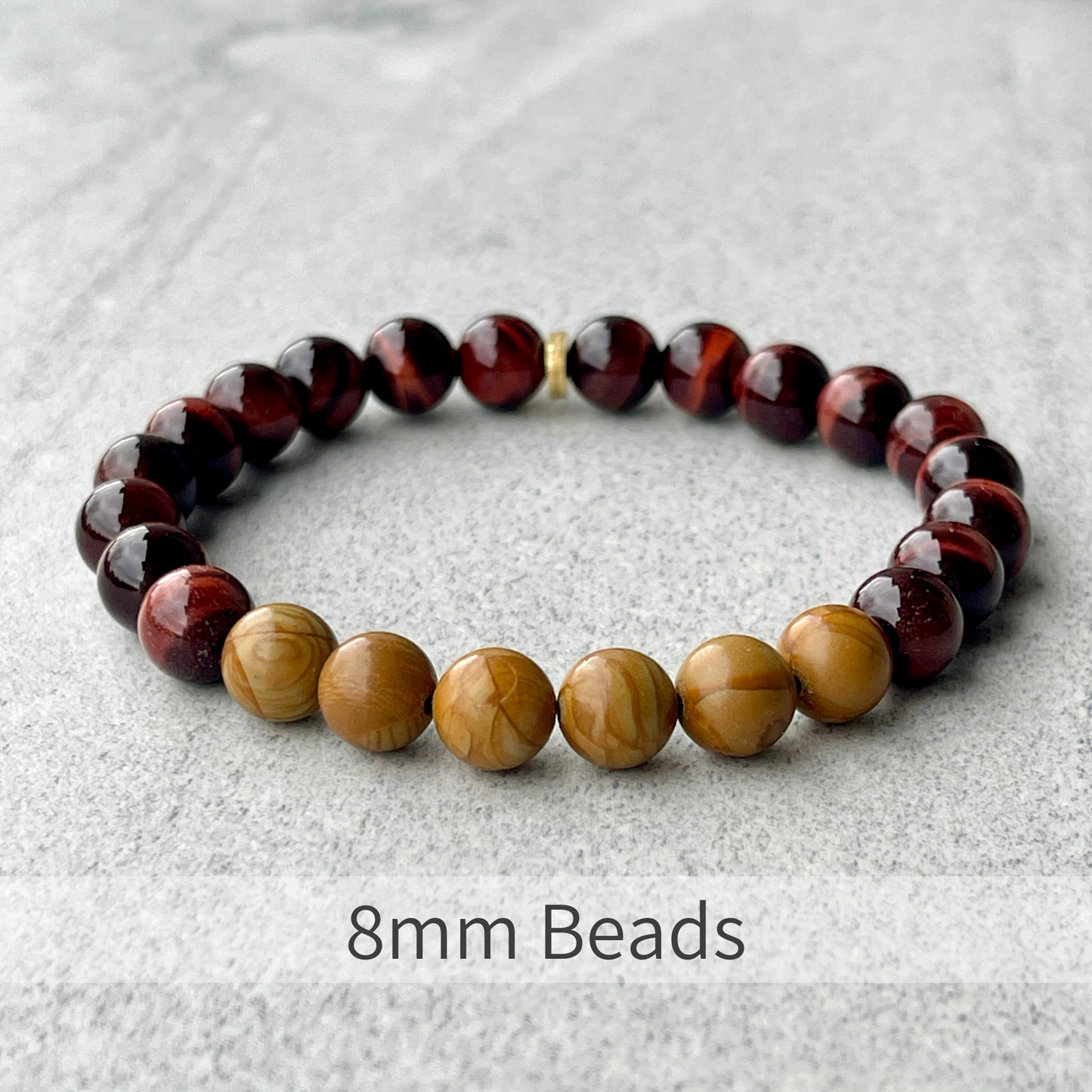 Red Tiger Eye & Wood Jasper Beaded Bracelet