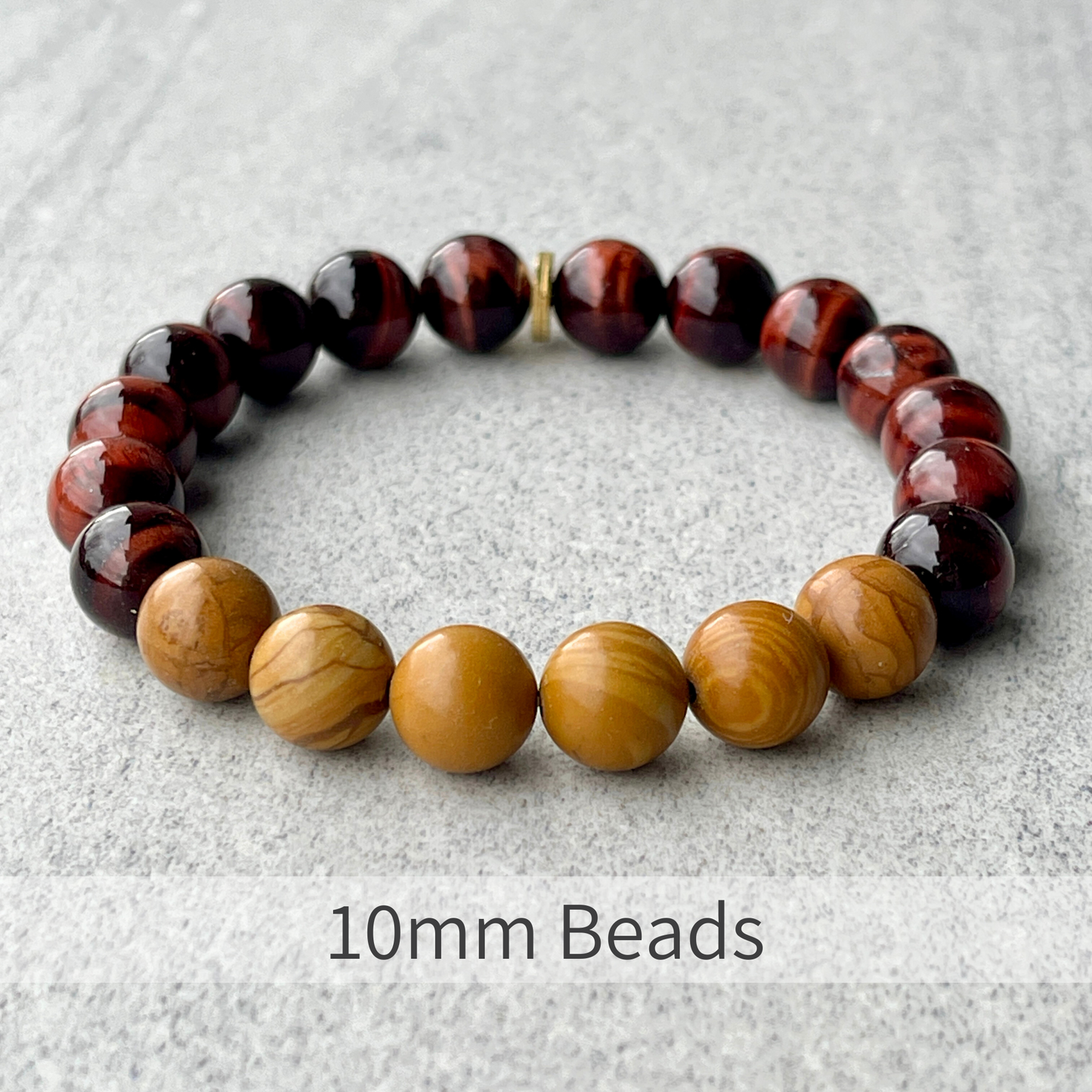 Red Tiger Eye & Wood Jasper Beaded Bracelet