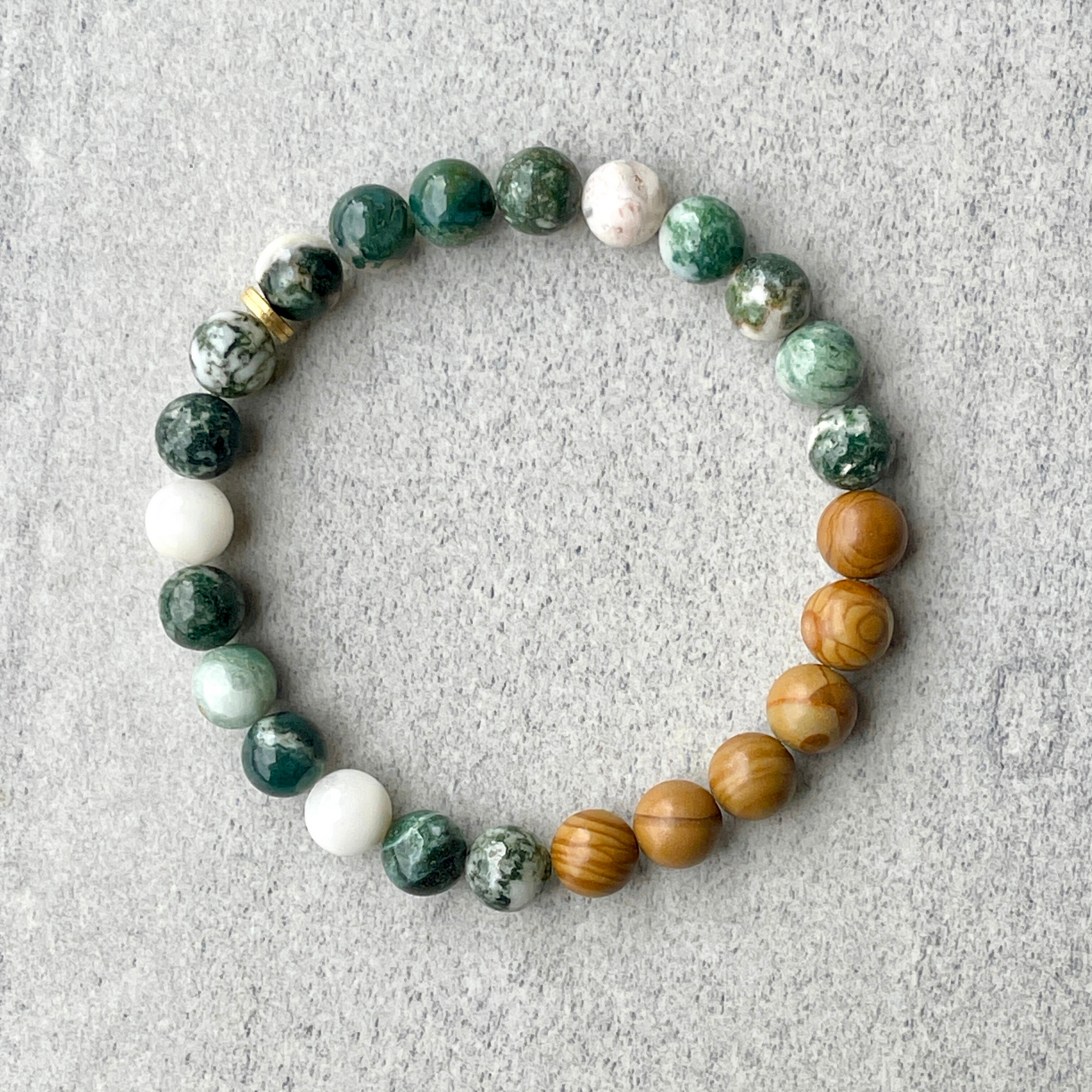 Tree Agate & Wood Jasper Beaded Bracelet