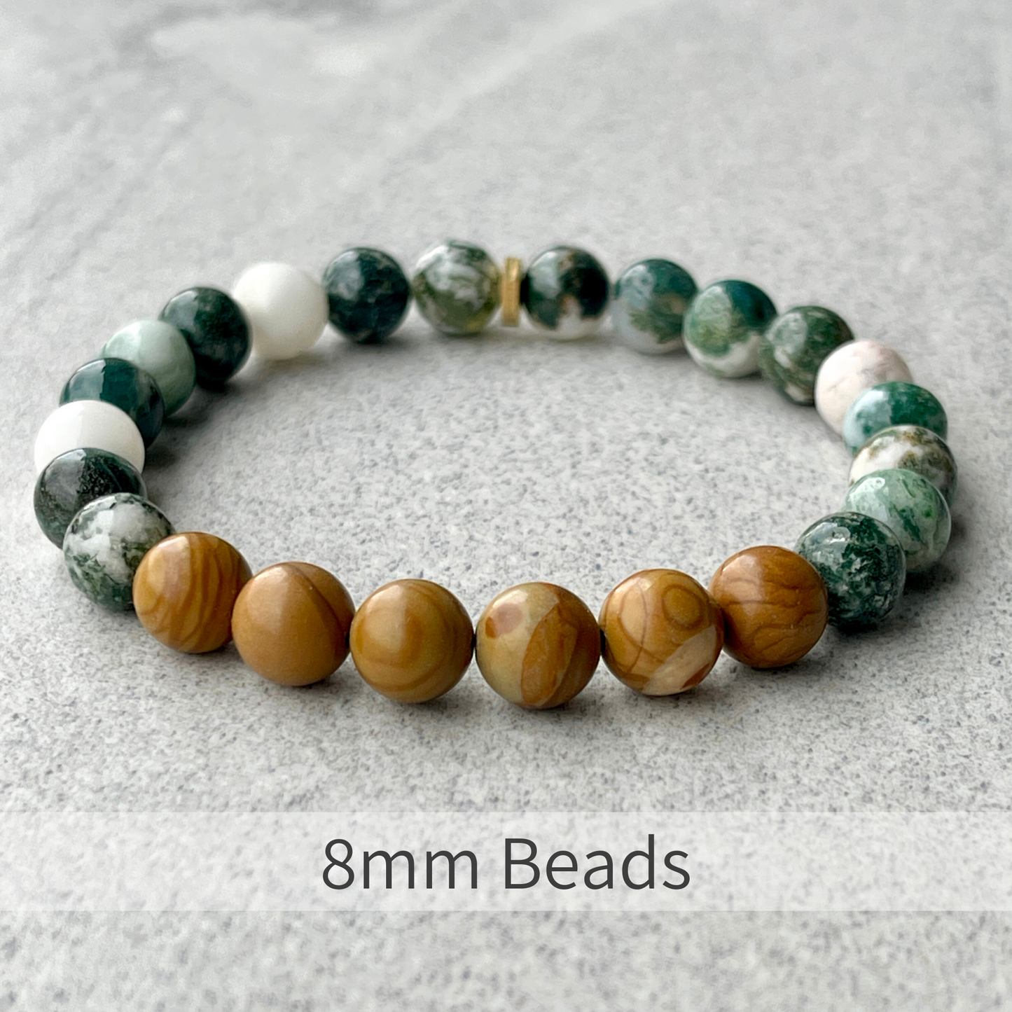 Tree Agate & Wood Jasper Beaded Bracelet