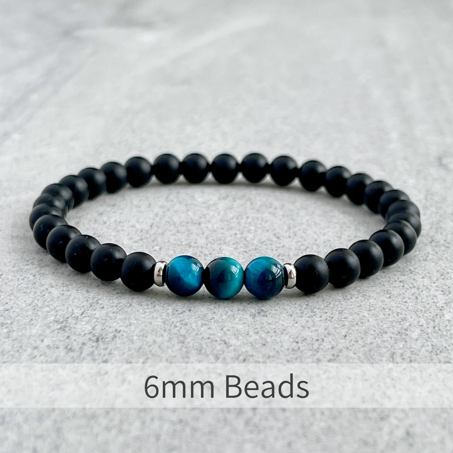 Matte Onyx and Tri-Aqua Blue Tiger Eye Bracelet