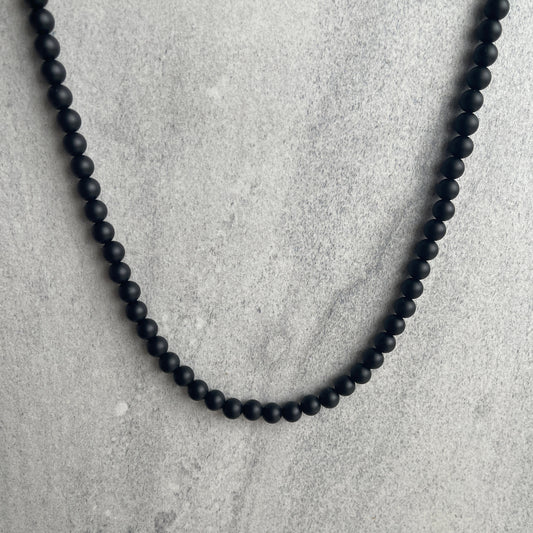 matte onyx beaded necklace for men
