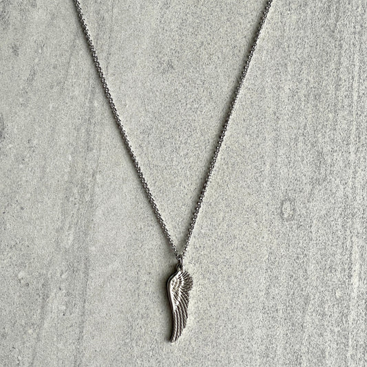stainless steel angel wing necklace for men