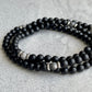 Matte Onyx Beaded Necklace with Faceted Grey Picasso Jasper
