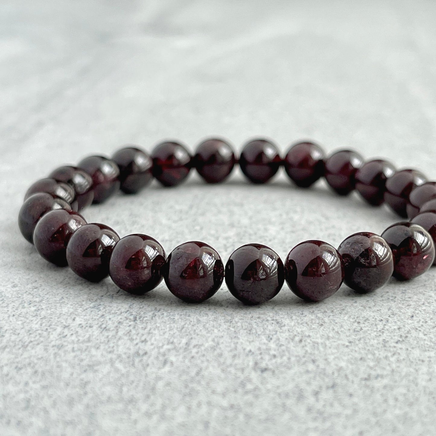 bold garnet beaded stretch bracelet for men