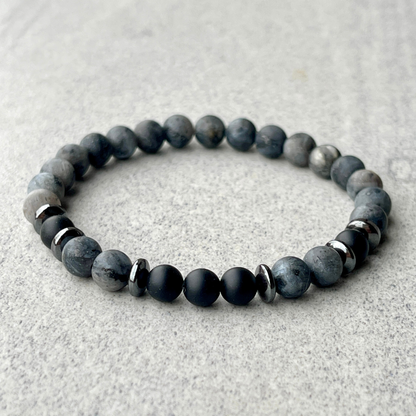 Matte Black Labradorite & Matte Onyx Beaded Bracelet