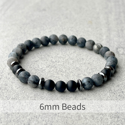 Matte Black Labradorite & Matte Onyx Beaded Bracelet