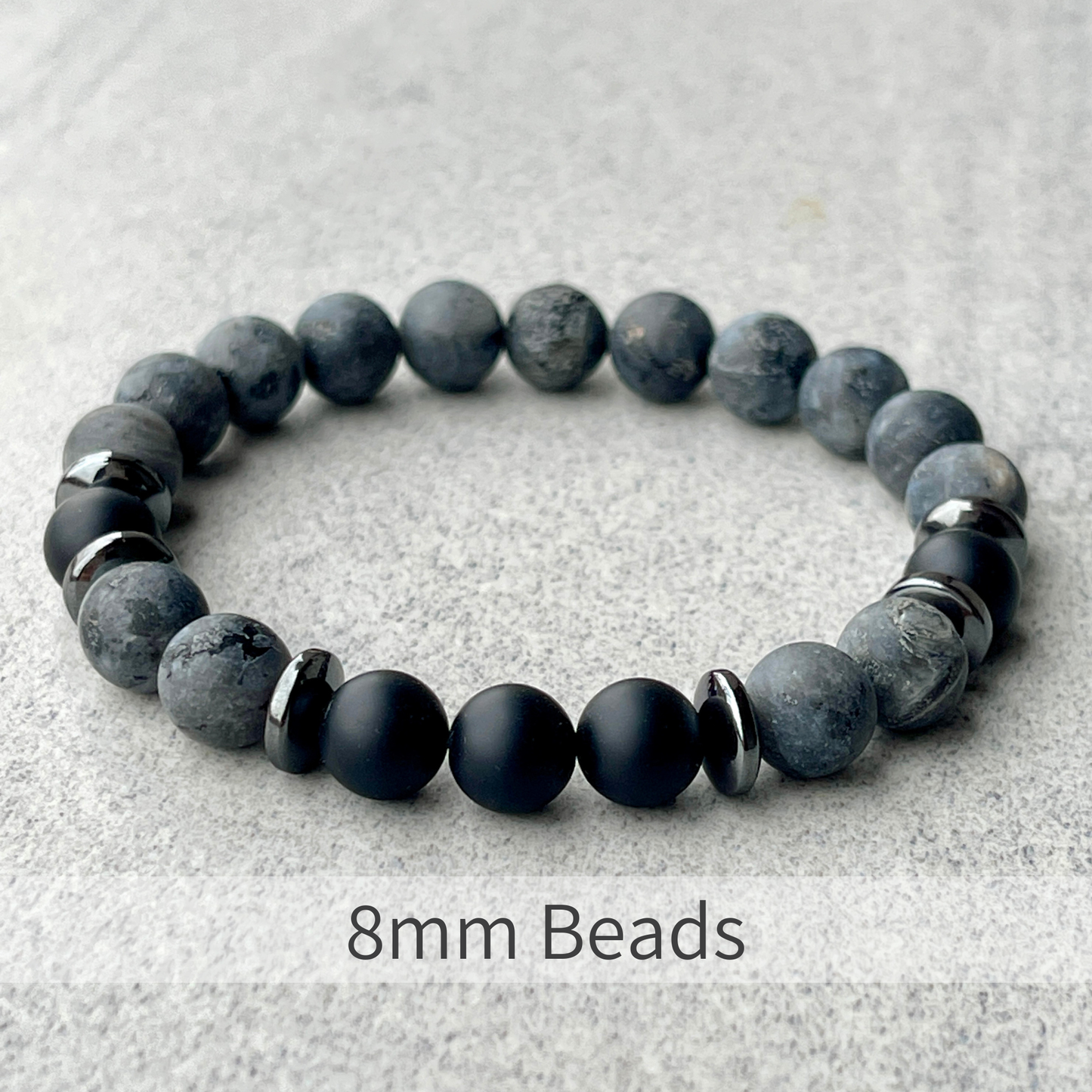 Matte Black Labradorite & Matte Onyx Beaded Bracelet