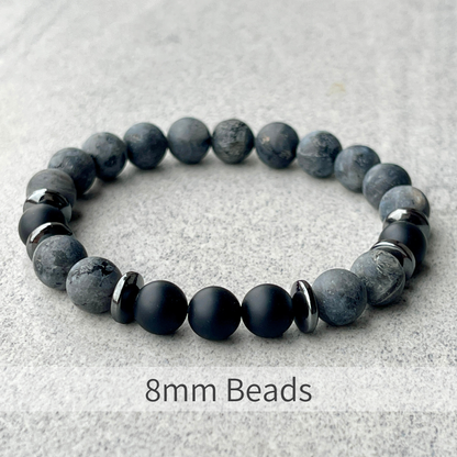 Matte Black Labradorite & Matte Onyx Beaded Bracelet