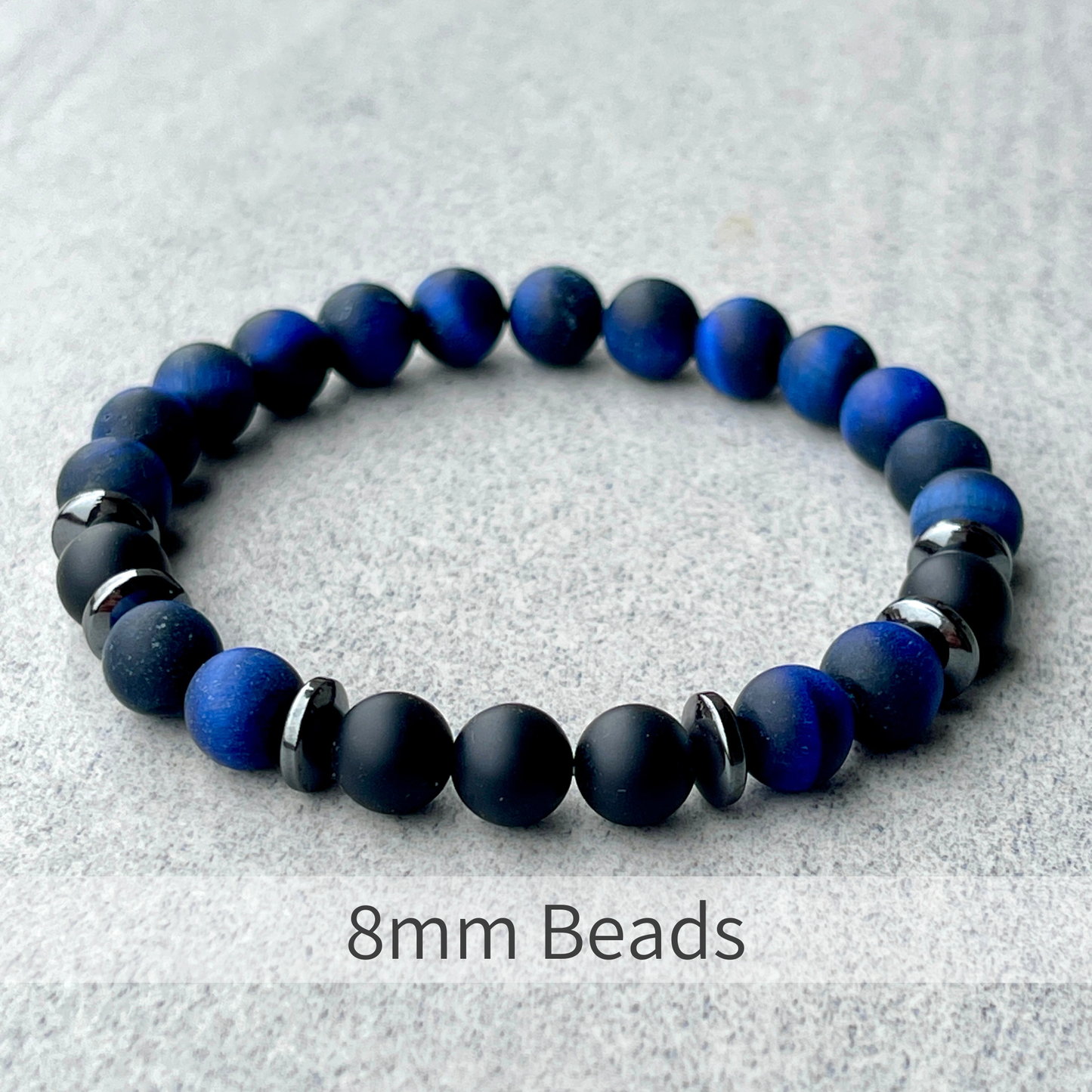 Matte Blue Tiger Eye & Matte Onyx Bracelet