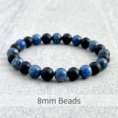 Dumortierite and Matte Onyx Beaded Bracelet