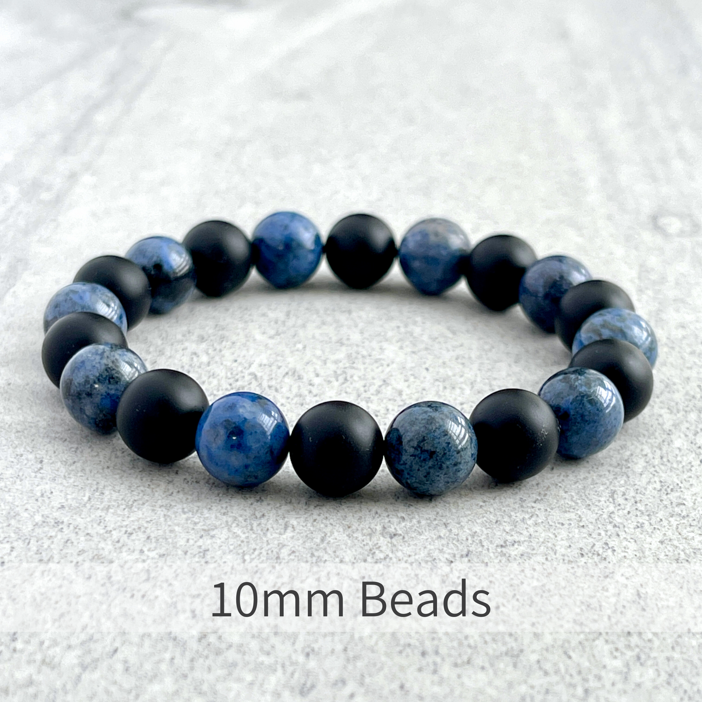 Dumortierite and Matte Onyx Beaded Bracelet