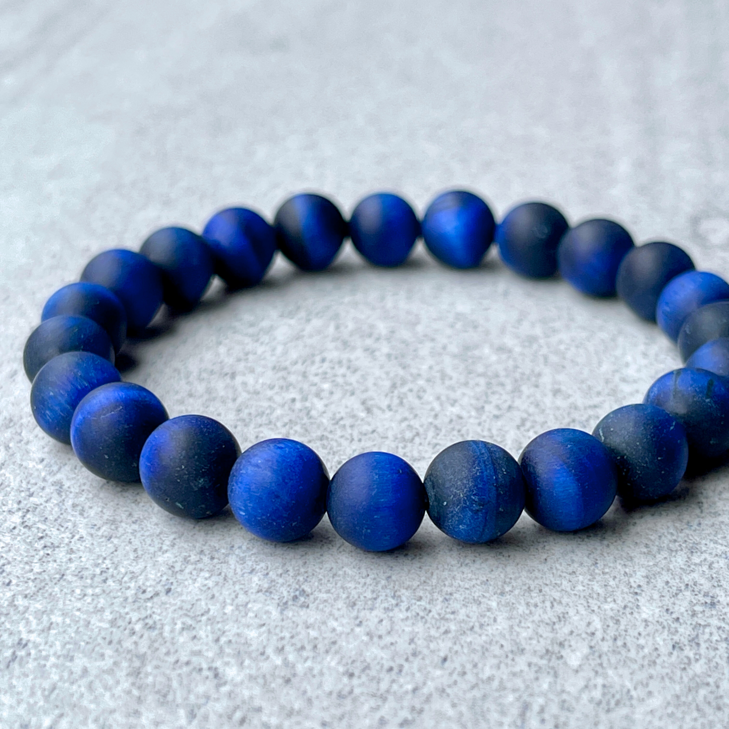 Matte Blue Tiger Eye Stretch Bracelet