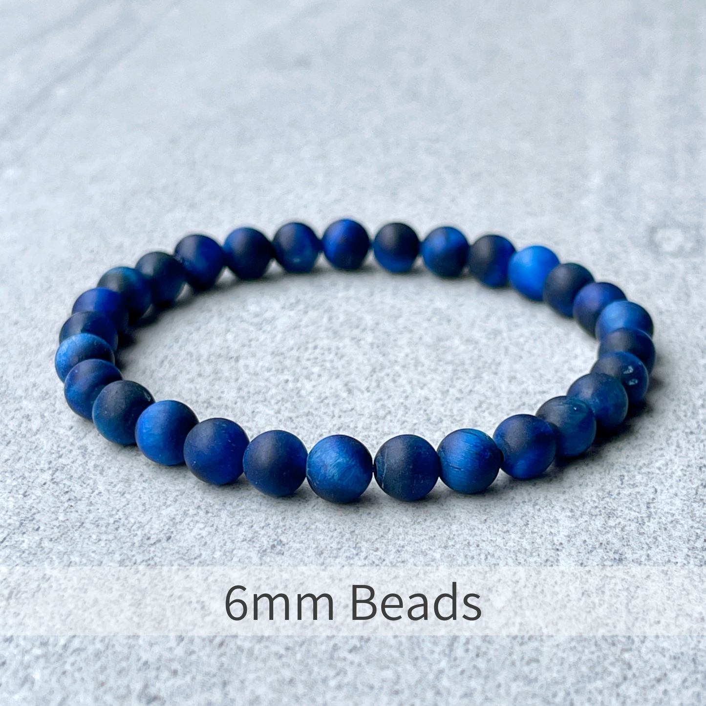 Matte Blue Tiger Eye Stretch Bracelet