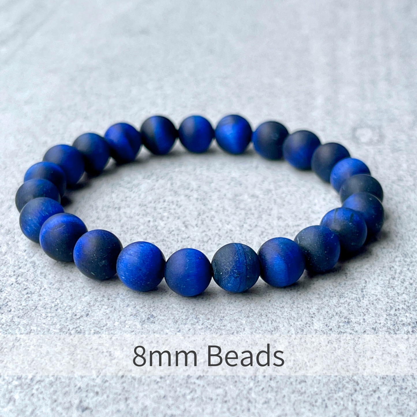 Matte Blue Tiger Eye Stretch Bracelet