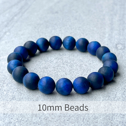 Matte Blue Tiger Eye Stretch Bracelet