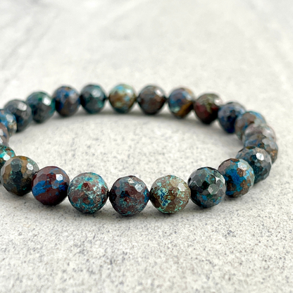 Faceted Natural Azurite Beaded Bracelet