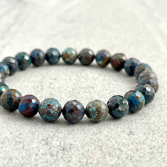 Faceted Natural Azurite Beaded Bracelet