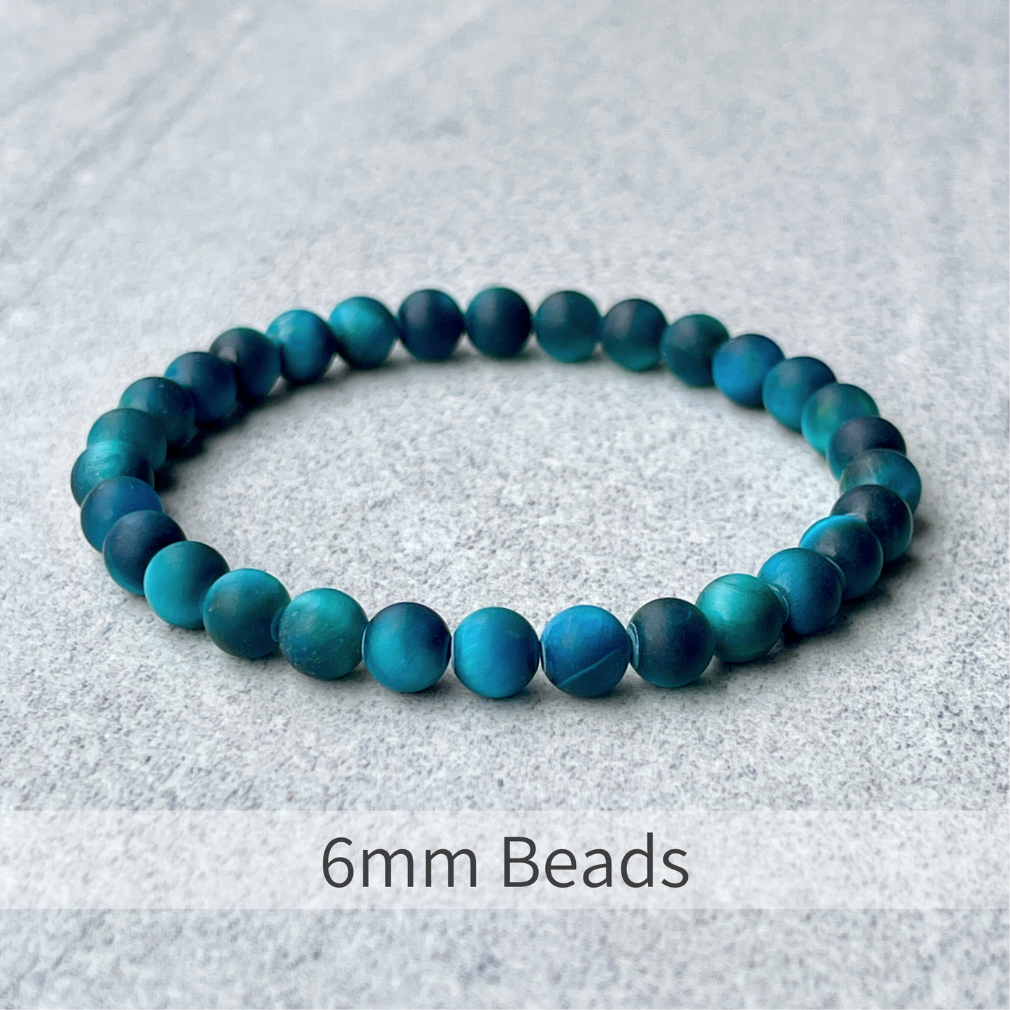 Matte Aqua Blue Tiger Eye Stretch Bracelet