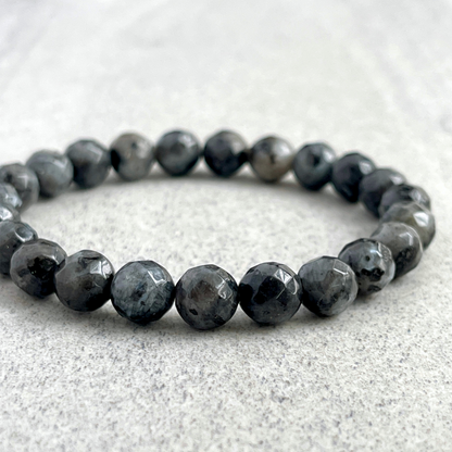 Faceted Black Labradorite Beaded Bracelet