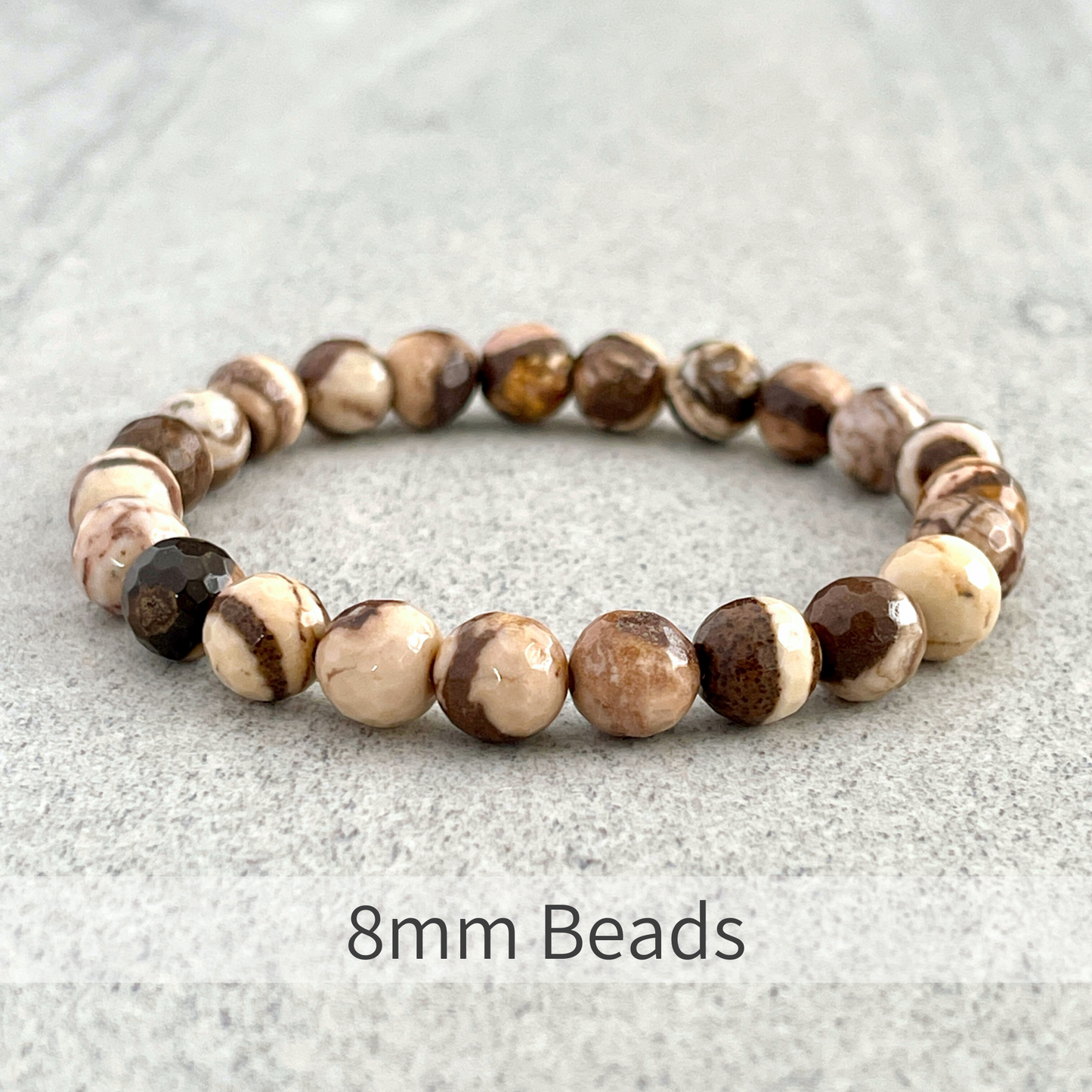 Faceted Brown Zebra Jasper Beaded Bracelet