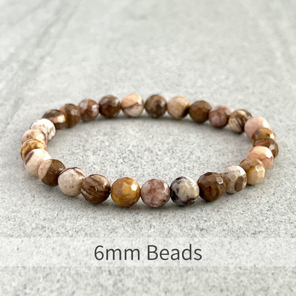 Faceted Brown Zebra Jasper Beaded Bracelet